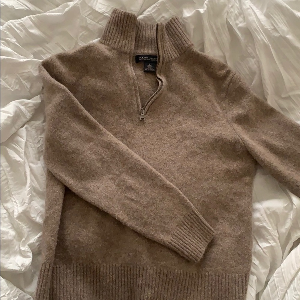 Banana Republic Lambswool Cashmere Zip-Up Sweater